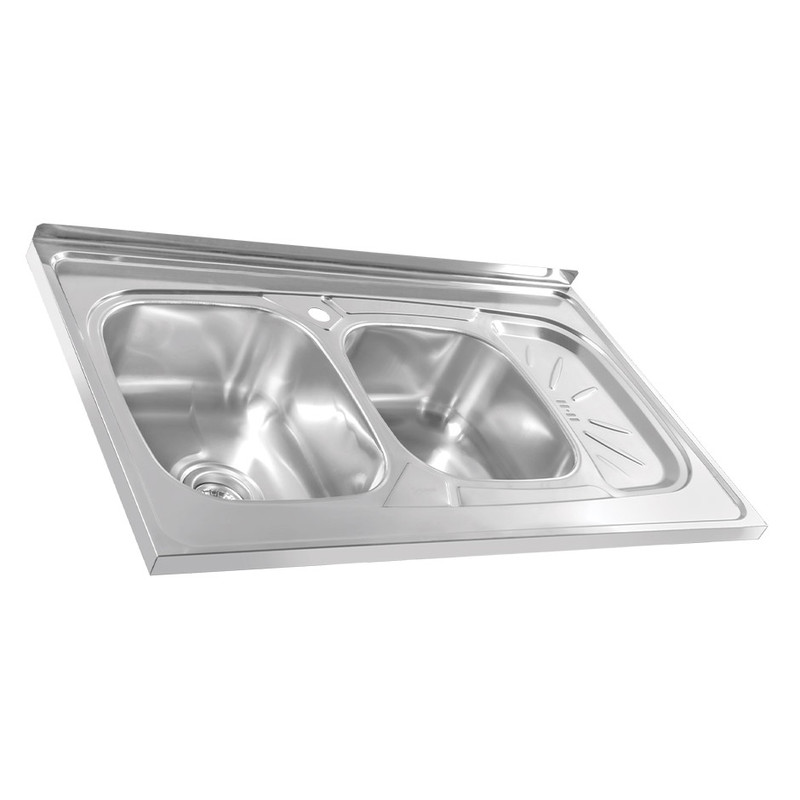 سینک ظرفشویی استیل روکار دو لگنه درسا لوازم خانگی آشپزخانه مدل 3216-100