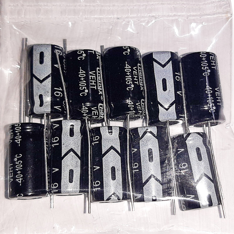 خازن الکترولیت 16 ولت 2200 میکرو فاراد کد 220 بسته 10 عددی