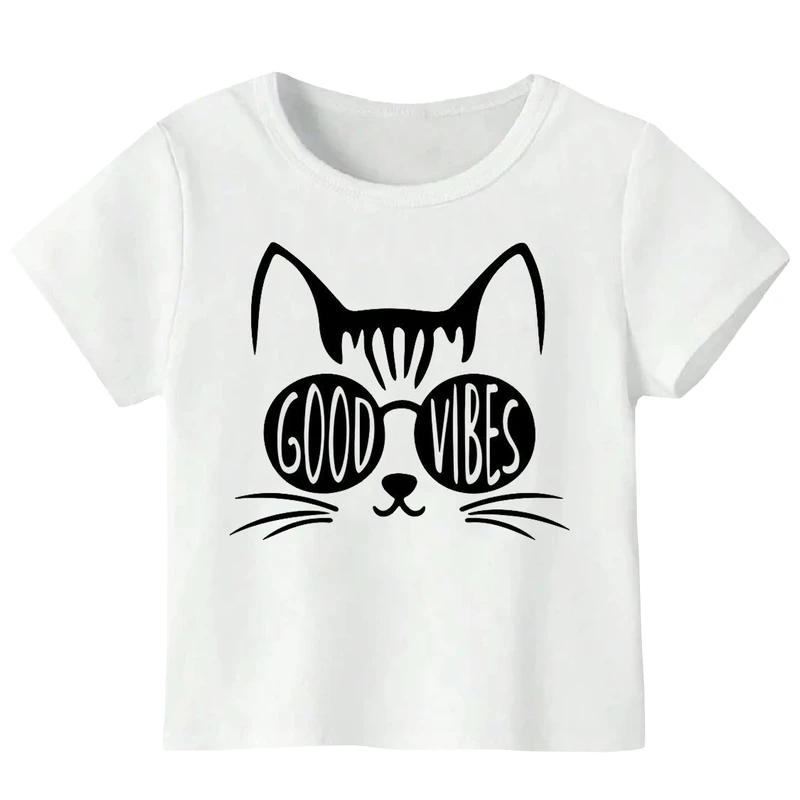 تی شرت آستین کوتاه پسرانه مدل گربه عینکی WS107