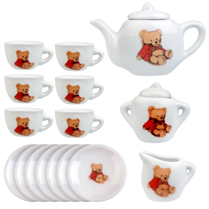 ست اسباب بازی چایخوری ژینگ ژینگ یوآن مدل چینی طرح خرس تدی مجموعه 17 عددی
