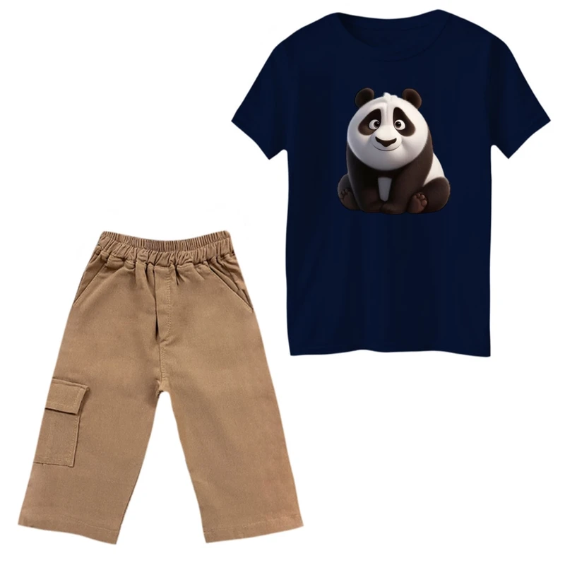 ست تی‌شرت و شلوارک پسرانه مدل پاندا بامزه