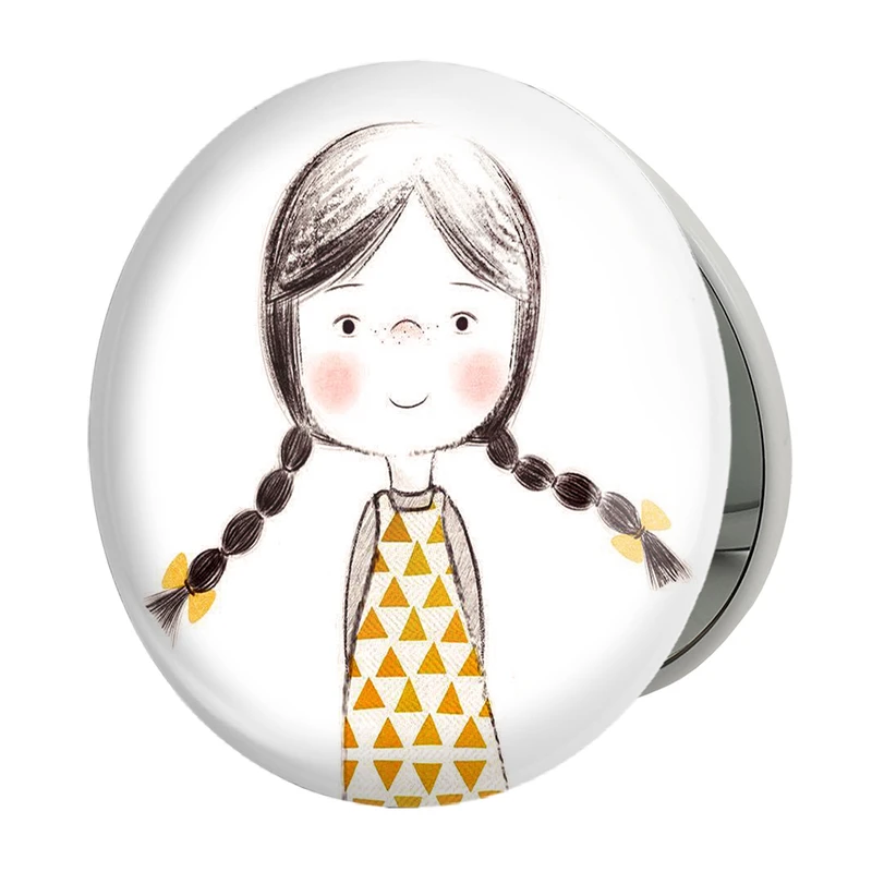 آینه جیبی خندالو طرح دخترونه مدل تاشو کد 6092 