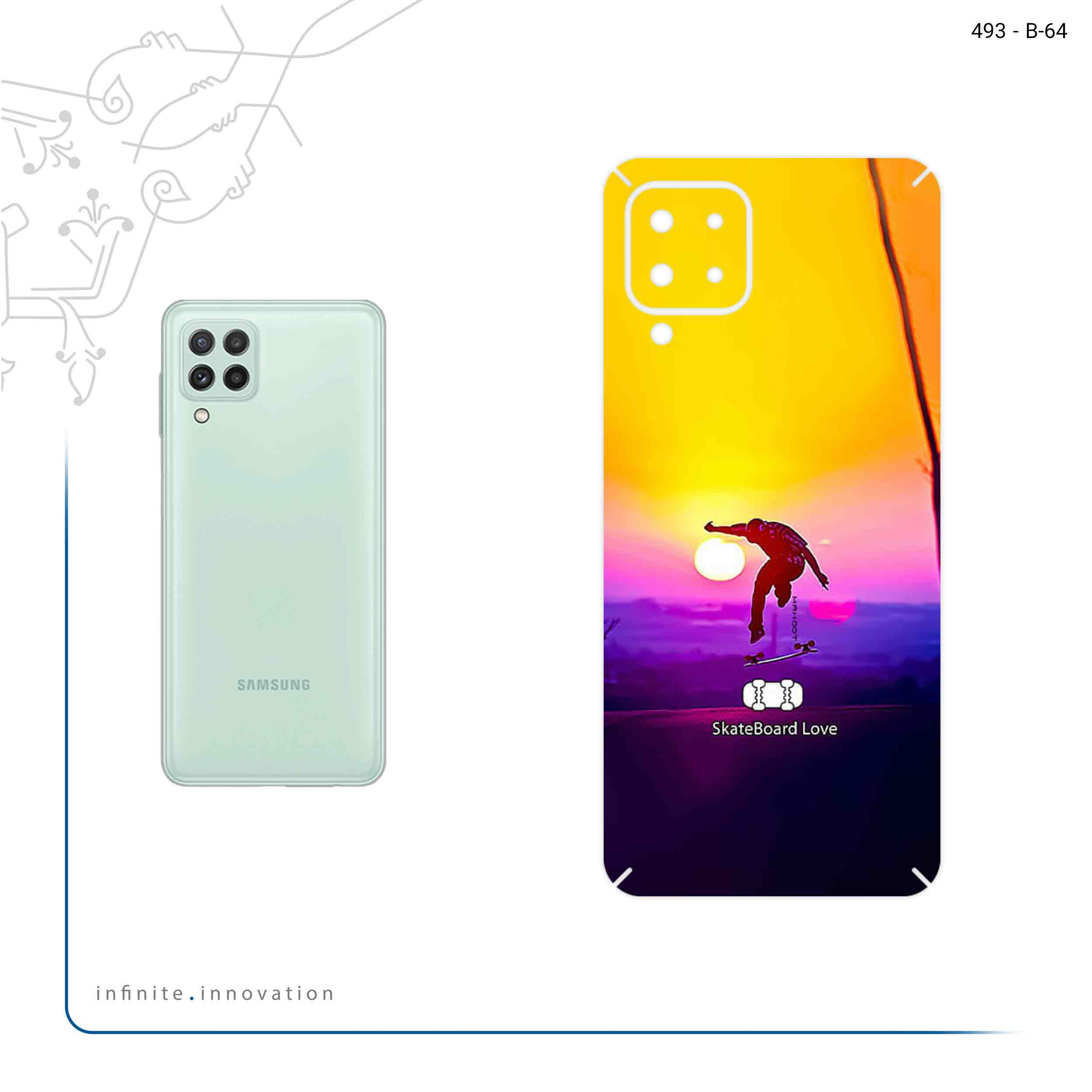برچسب پوششی ماهوت مدل Skateboard مناسب برای گوشی موبایل سامسونگ Galaxy A22 4G