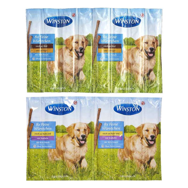 تشویقی سگ وینستون مدل Rind und Geflügel و Huhn And Truthahn وزن 200 گرم بسته 16 عددی