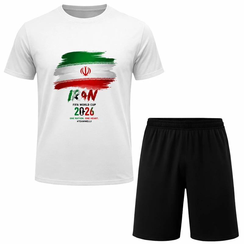 ست تی‌شرت آستین کوتاه و شلوارک راحتی مردانه مدل A142 طرح تیم ملی