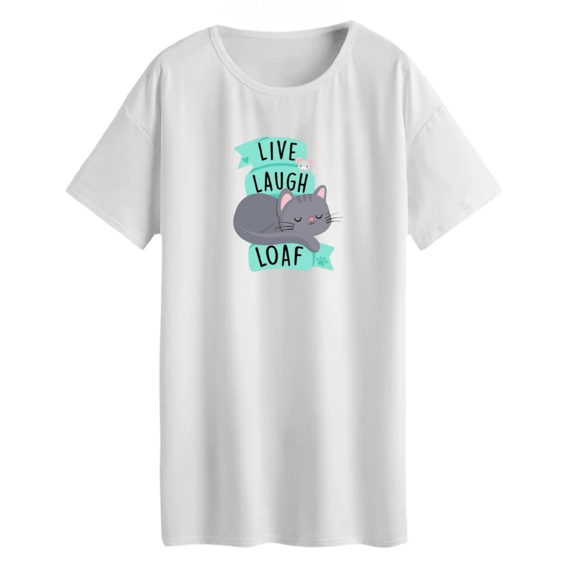 تی شرت لانگ زنانه مدل سخن گربه