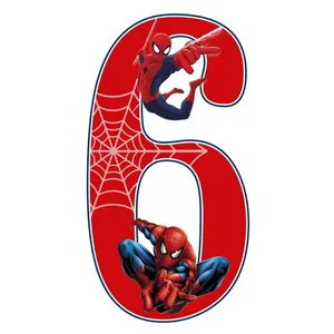 استند رومیزی تولد مدل عدد 6 طرح مرد عنکبوتی