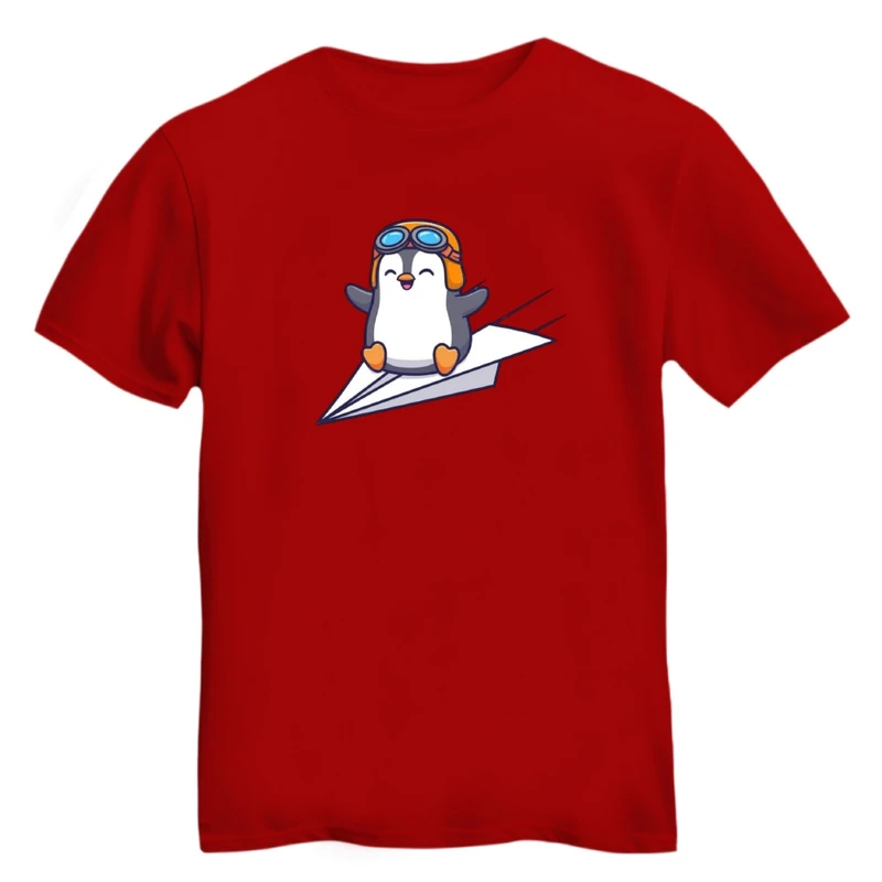 تی شرت آستین کوتاه زنانه مدل پنگوِئن موشک سوار