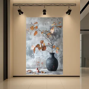 تابلو بوم طرح مخمل گلدان تزئینی مدل شاخه خشکیده کد AR3059237