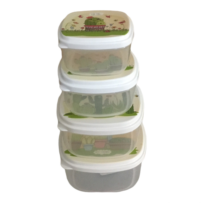 ظرف نگهدارنده کودک طرح کاکتوس کد a32 مجموعه 4 عددی