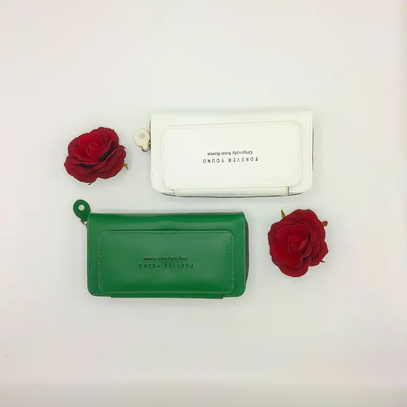 کیف پول زنانه مدل زیپ قاپاق مستطیل پشت موبایلی کد 024