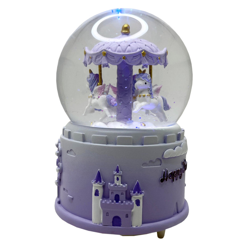 گوی موزیکال مدل پمپی اسب تک شاخ شهربازی طرح Happy Time کد PAB378