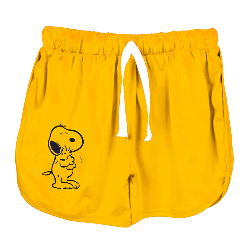 ست کراپ و شلوارک زنانه اسنوپی رنگ خردلی