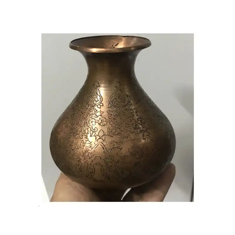 گلدان قلمزنی طرح گل و مرغ کد 11