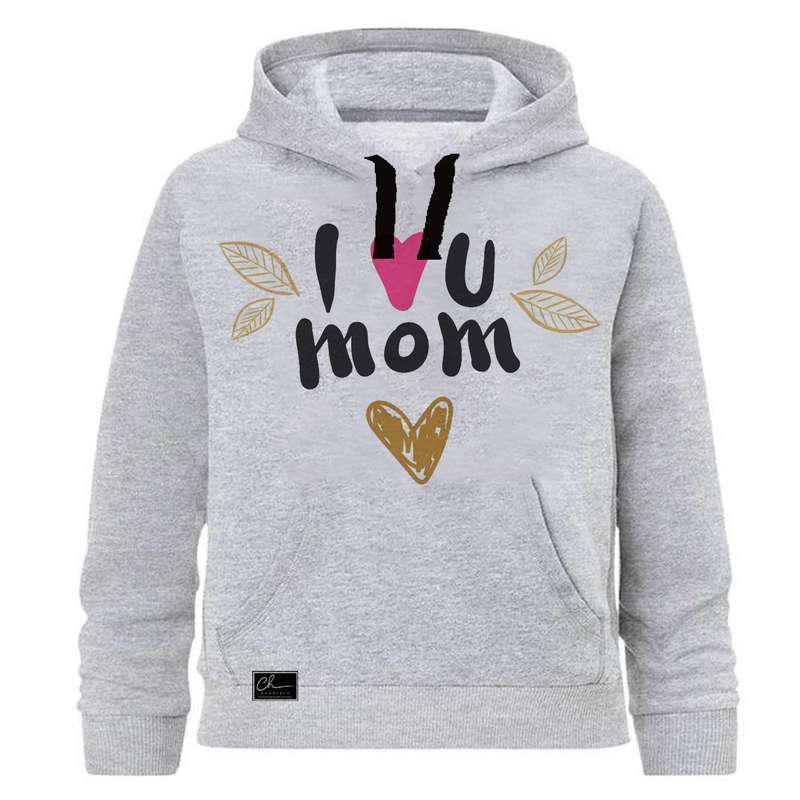 هودی دخترانه مدل MOTHER کد J102 رنگ طوسی