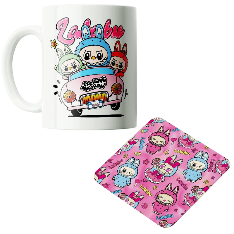 ماگ پاد آفرین مدل عروسک لبوبو کد PZ424 به همراه زیرلیوانی