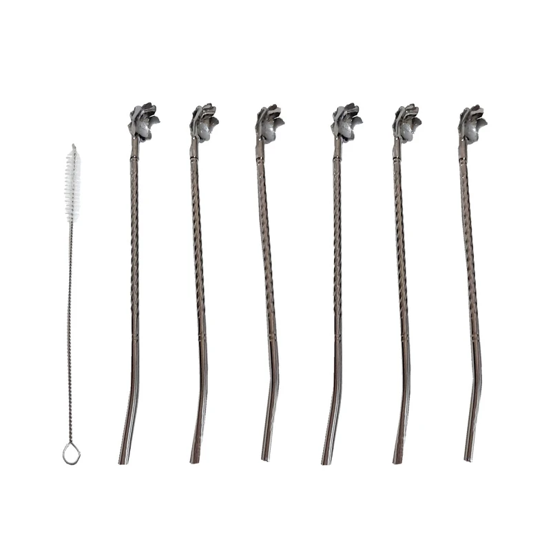 قاشق شربت خوری مدل نی دار مجموعه 6 عددی به همراه فرچه