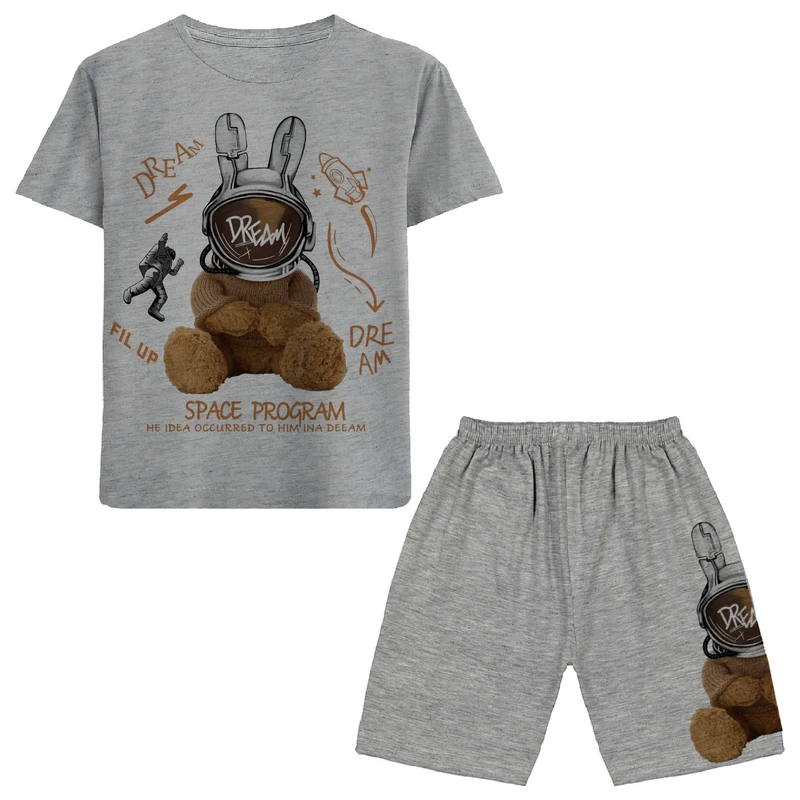 ست تی شرت و شلوارک پسرانه مدل خرس A169