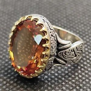 انگشتر نقره مردانه مدل سنگ الکساندریت کد 1338