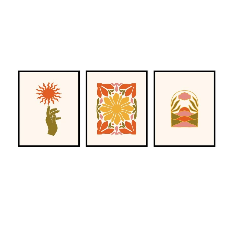 پوستر مدل چاپ گل مجموعه 3 عددی