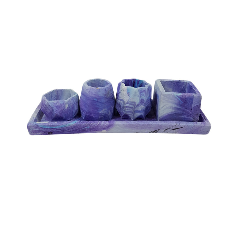 ست 4 تکه جاشمعی بتنی مدل Colourful طرح ابروبادی