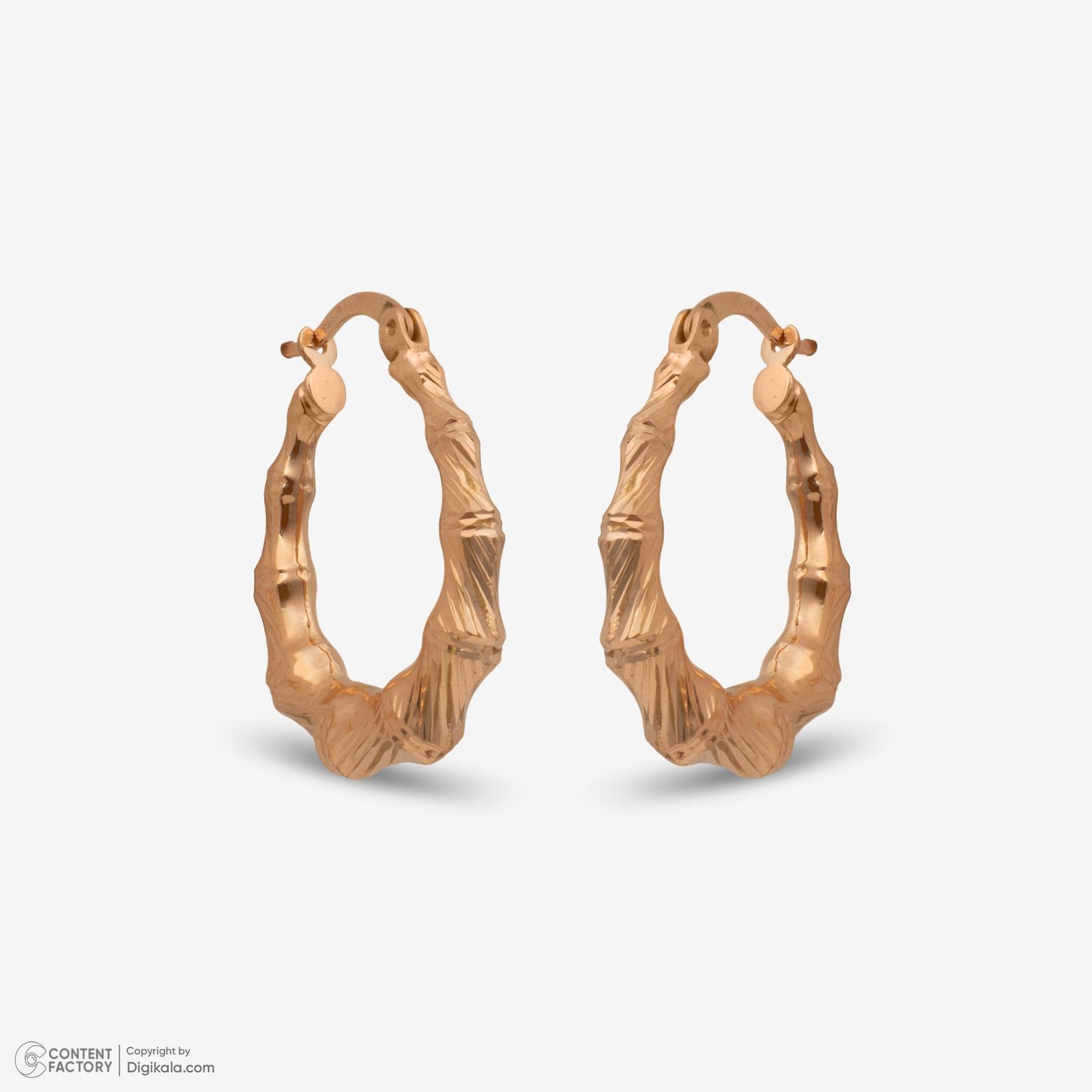 گوشواره کلیپسی طلا 18 عیار زنانه حافا گلد مدل بامبو کد e015 -  - 3