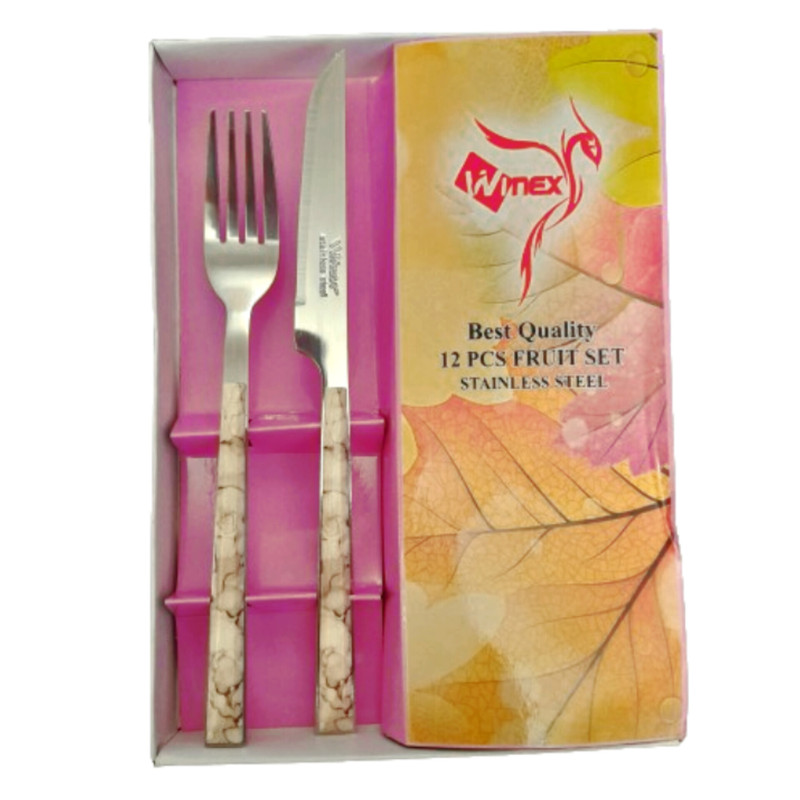 سرویس کارد و چنگال میوه خوری 12 پارچه وینکس مدل ماربل کد M44
