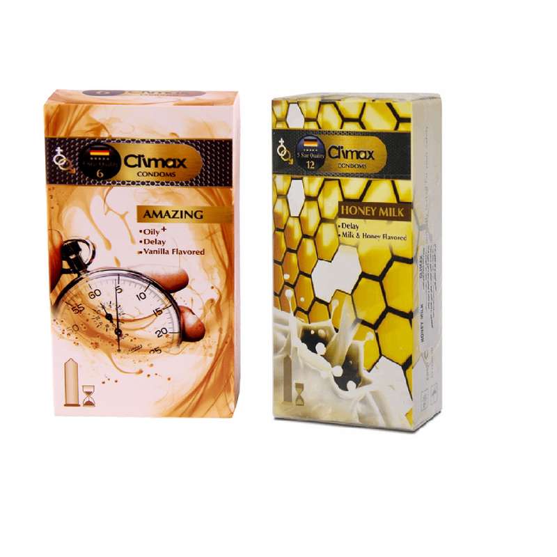کاندوم کلایمکس مدل AMAZING بسته 12 عددی به همراه کاندوم کلایمکس مدل Honey Milk بسته 12 عددی