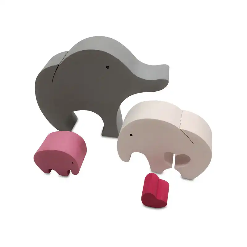 اسباب بازی چوبی طرح پازل فیل قلبی مدل MKT11B مجموعه 4 عددی