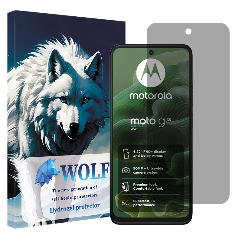 محافظ صفحه نمایش حریم شخصی ولف مدل Tough مناسب برای گوشی موبایل موتورولا Moto G35