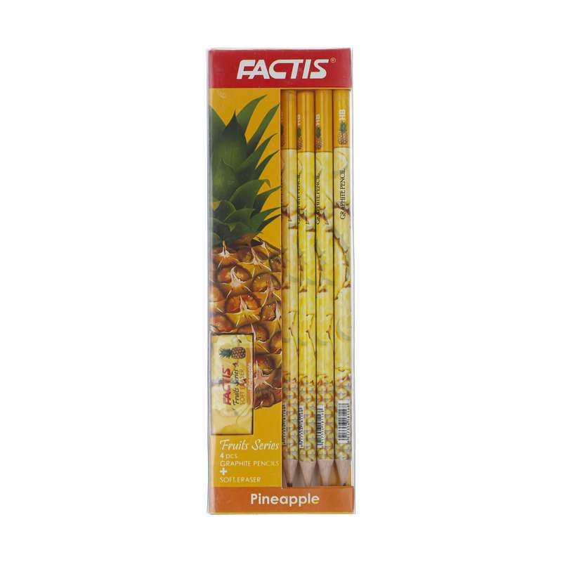 مداد فکتیس مدل Pineapple به همراه پاک کن بسته 4 عددی 