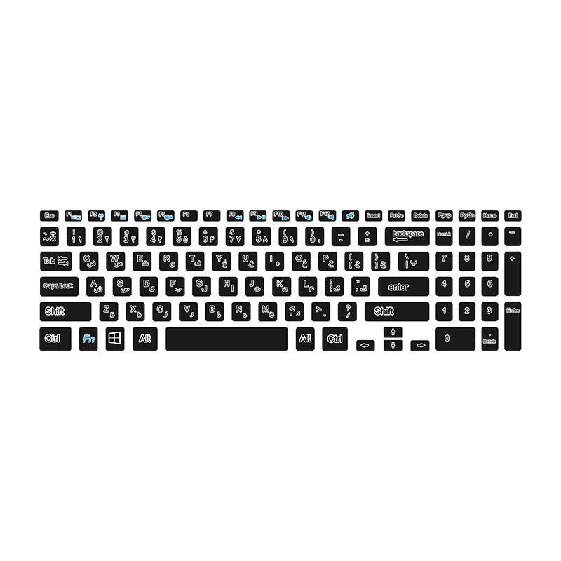 برچسب حروف فارسی کیبورد توییجین و موییجین مدل black 01 مناسب برای لپ تاپ Dell inspiron 3521