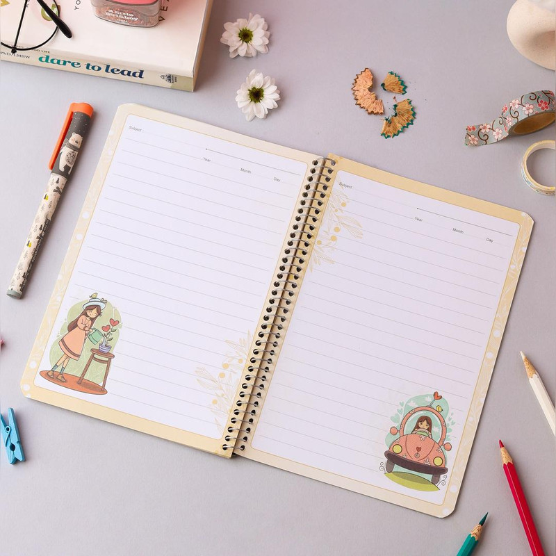 دفتر مشق 50 برگ دایان مدل حاشیه دار طرح امیلی کد 08