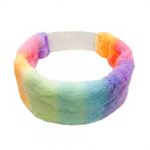 هدبند زنانه مدل خز طرح رنگین کمان 