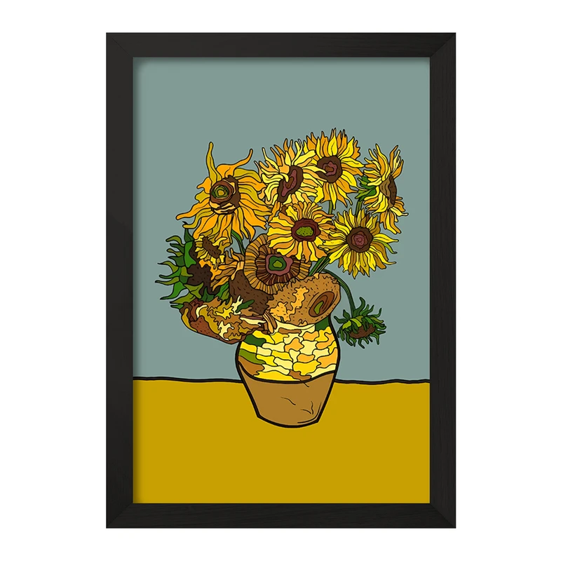 تابلو خندالو مدل گلدان آفتابگردان ونسان ونگوگ کد F12839