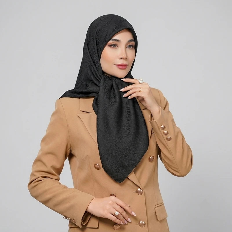 روسری زنانه ژاکارد دو رو طرحدار مدل پانو H18