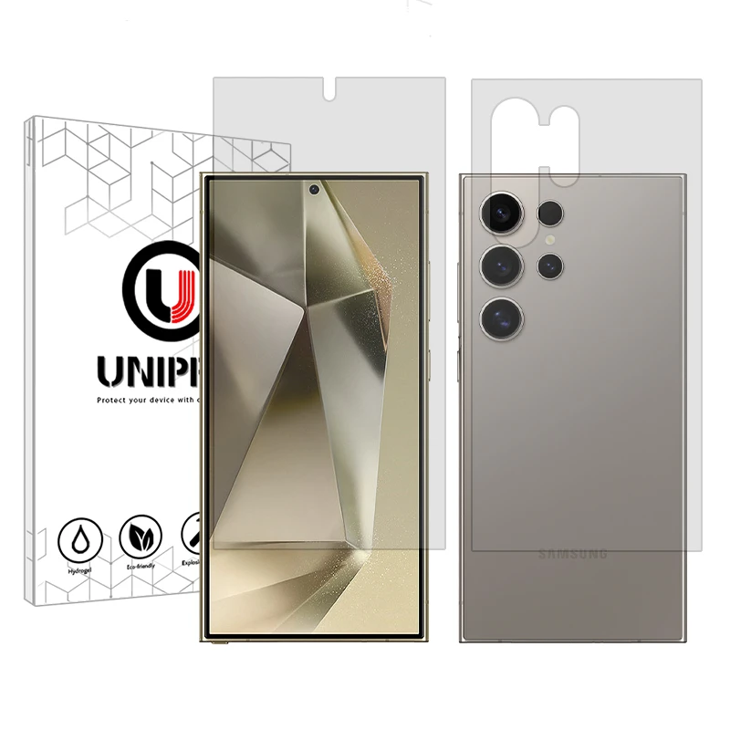 محافظ صفحه نمایش شفاف یونی پرو مدل Star 5 مناسب برای گوشی موبایل سامسونگ Galaxy S24 Ultra به همراه محافظ پشت گوشی