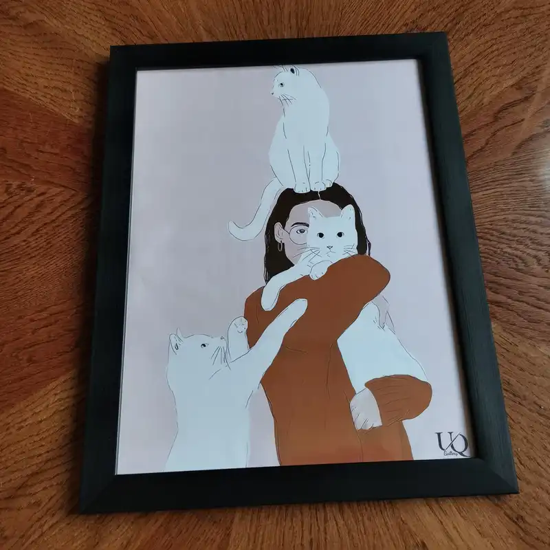 تابلو مدل دختر و گربه