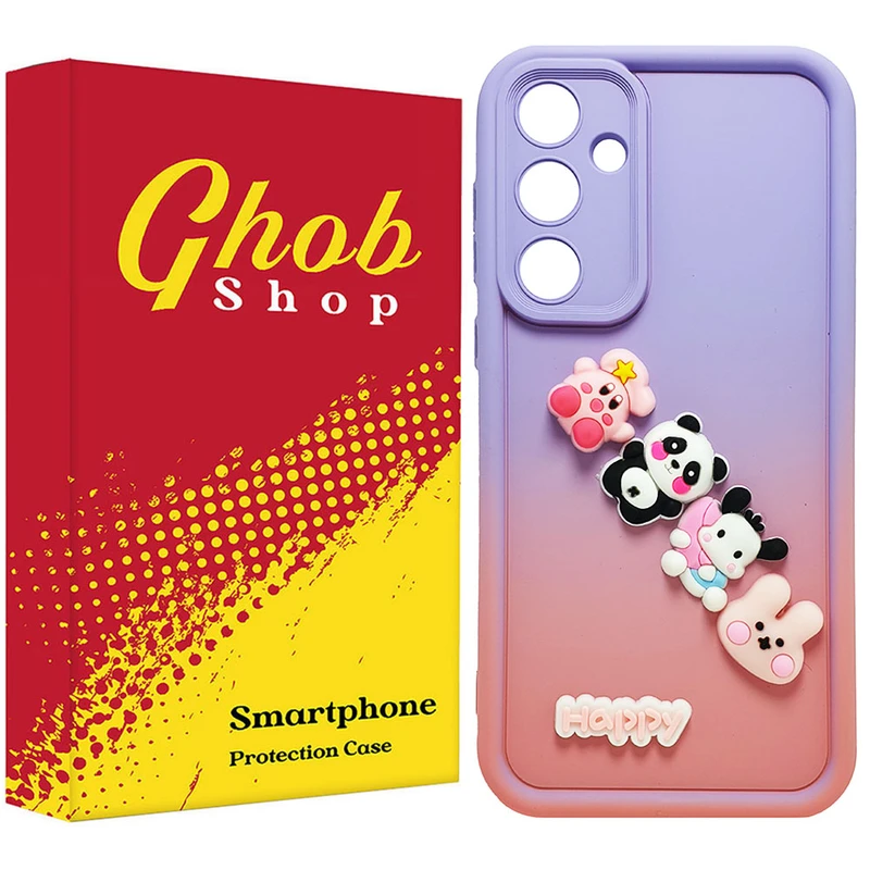 کاور قاب شاپ مدل سولید عروسکی طرح Happy مناسب برای گوشی موبایل سامسونگ Galaxy A24 / A24 5G