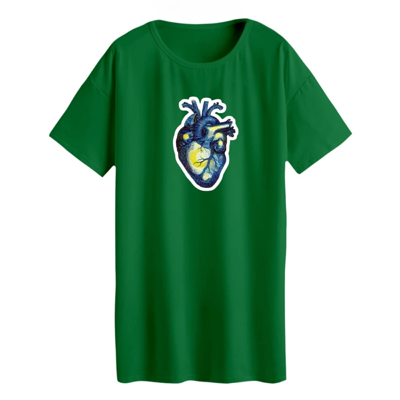 تی شرت لانگ آستین کوتاه زنانه مدل قلب مینیمال کد 03