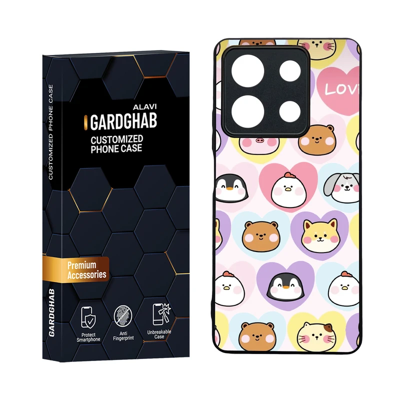 کاور گارد قاب مدل دورژله ای پشت گلس فانتزی مناسب برای گوشی موبایل شیائومی Redmi Note 13 5G