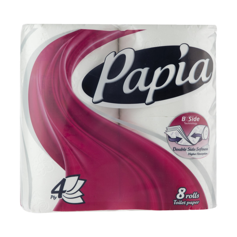 دستمال توالت پاپیا مدل W8 بسته 8 عددی