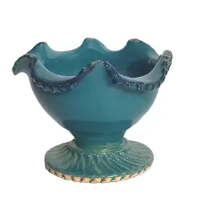 کاسه سفالی طرح پایه دار مدل لب چین کد BWL-222