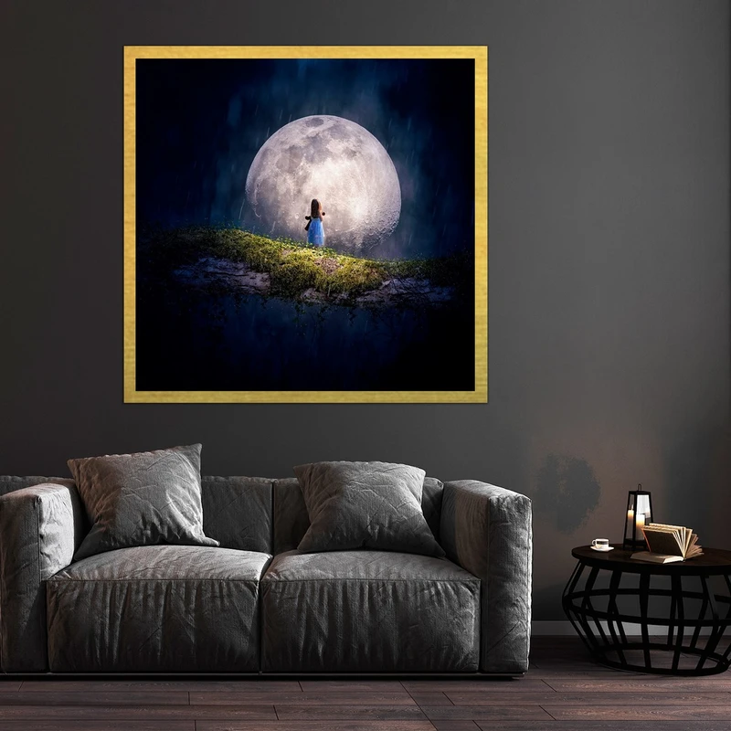 تابلو بکلیت طرح شب مهتاب و دخترانه مدل قاب شاسی T-S8487