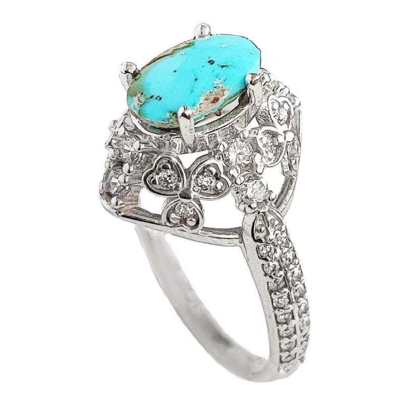 انگشتر نقره زنانه مدل فیروزه نیشابور FW3065