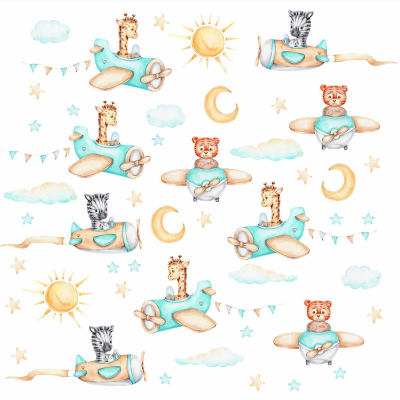 استیکر دیواری کودک راتیانا مدل animals pilot