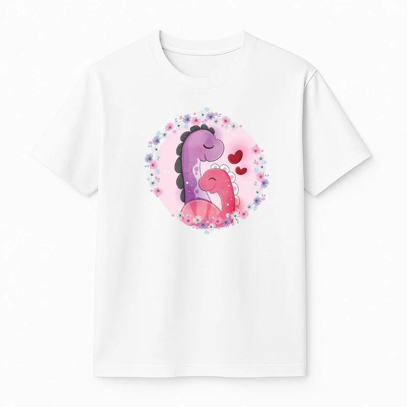 تی‌شرت آستین کوتاه دخترانه مدل دایناسور های عاشق 