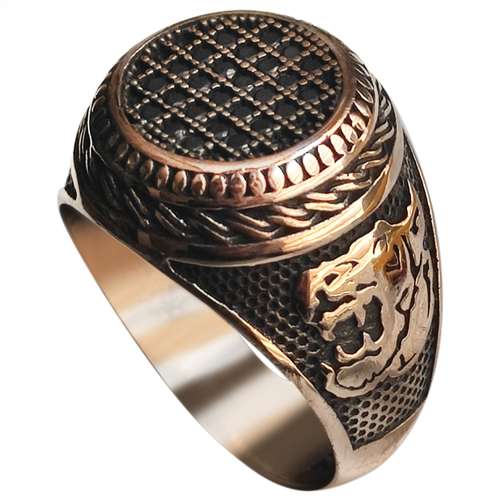 انگشتر مردانه مدل ترک طرح ببر کد GL126
