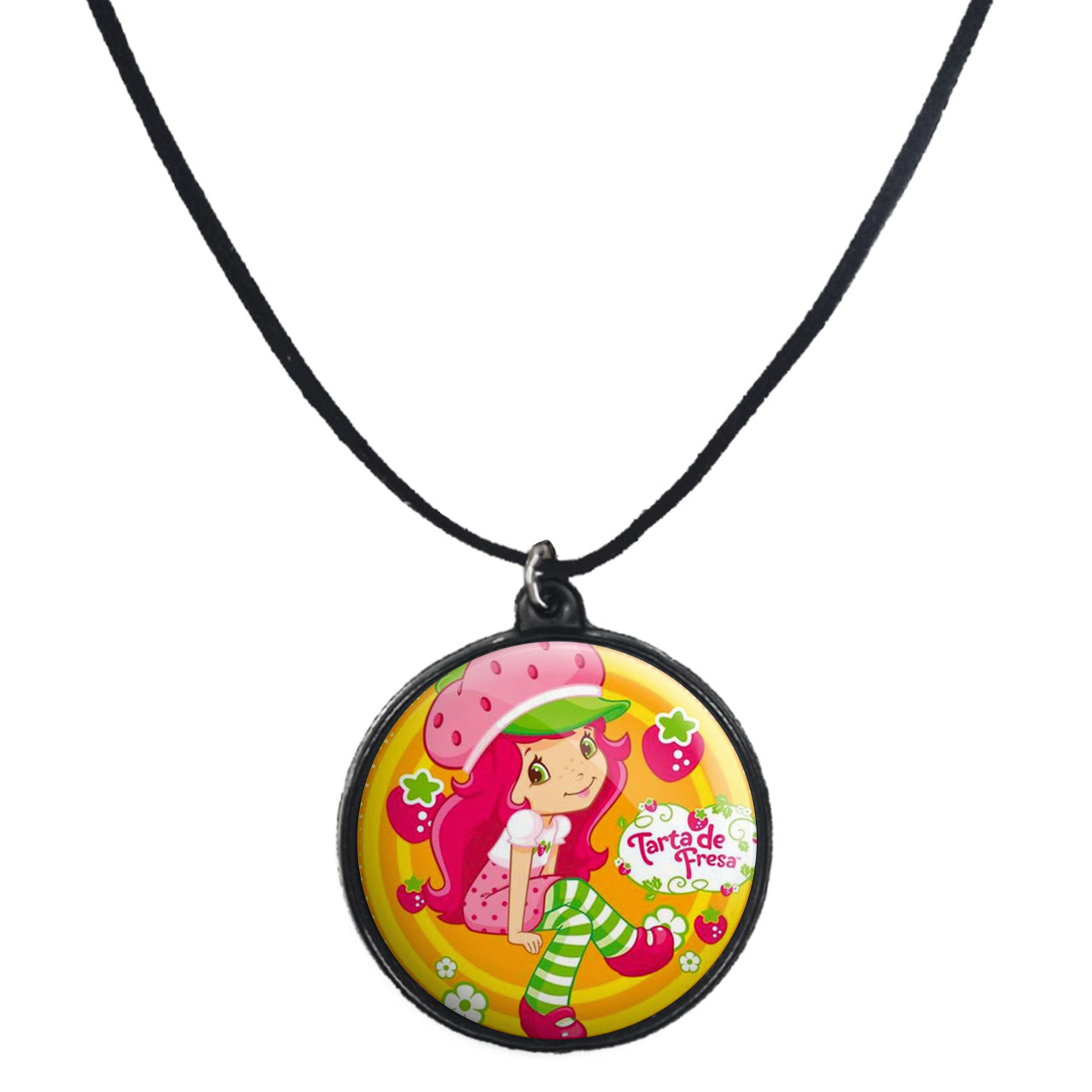 گردنبند پرمانه طرح دختر توت فرنگی کد pmb.1651 مدل دو طرفه