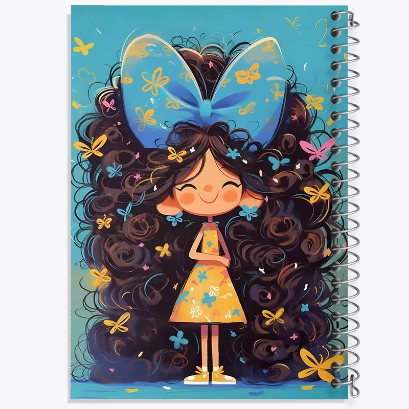 دفتر ژورنال نویسی 50 برگ خندالو مدل نقطه ای طرح دختر مو فرفری کد N5793